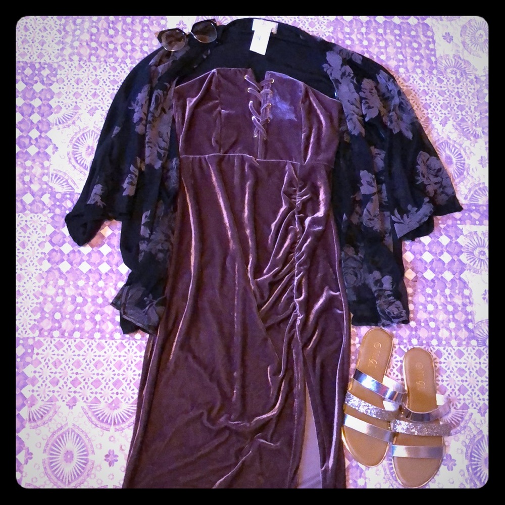 NWOT Purple Velour Dress